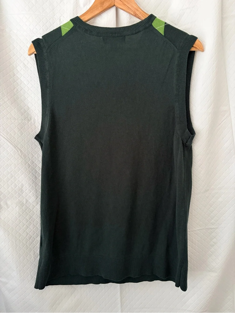Banana Republic Dark Green Argyle Sweater Vest with Lime and Gray Diamonds